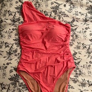 Pink one shoulder swimsuit! NEVER WORN!